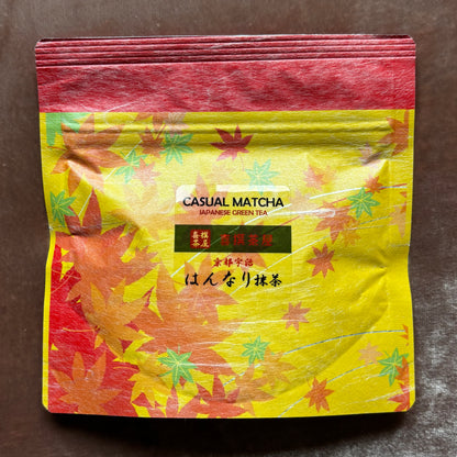 Kyoto Uji "Hannari Matcha" 30g (1.06 oz) by Kisen Chaho – 100% Pure Casual Japanese Green Tea Powder in Traditional Washi-Style Pouch (Resealable Bag)