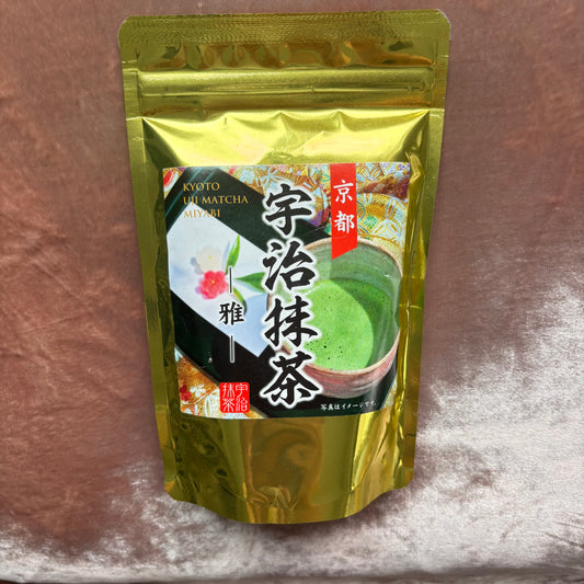 Kyoto Uji Matcha "Miyabi" 70g (2.46 oz) Gold Pouch by Kourakuen Seicha – 100% Pure Stone-Ground Premium Ceremonial Grade Japanese Green Tea Powder