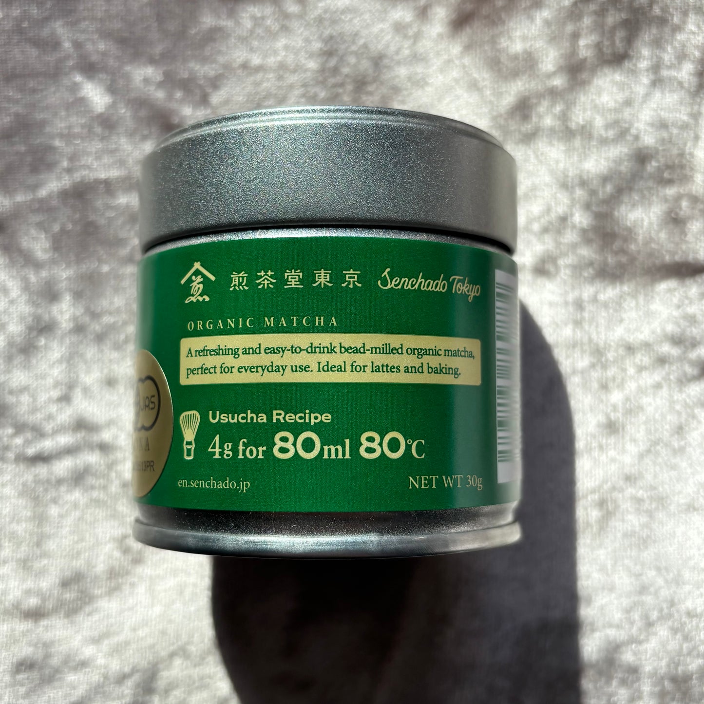 Organic Matcha 30g Tin by Senchado Tokyo – Premium Certified Organic Japanese Matcha | Smooth Creamy Texture, Refreshing Flavor, Gentle Umami & Versatile Daily Use